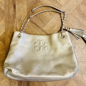 Tory Burch Metallic Gold Thea Chain Purse - Authentic